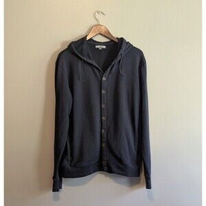 Slate & Stone Mens L Full Button Hoodie Sweatshirt Navy Cardigan Shirt Jacket